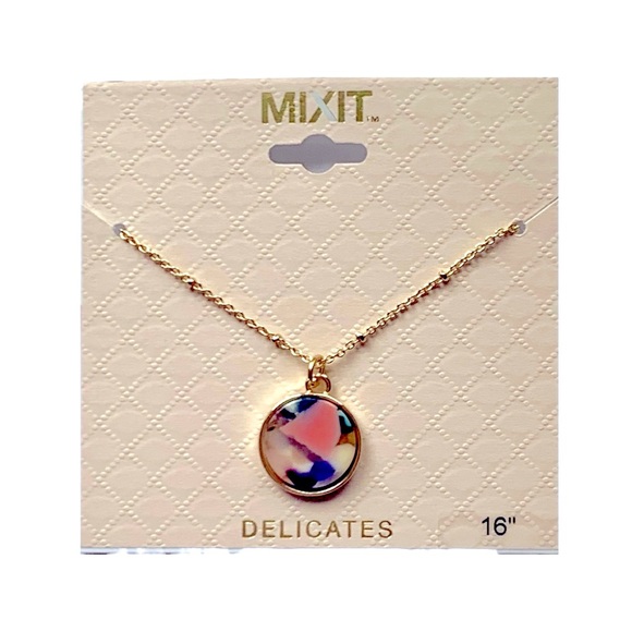 Mixit Jewelry - Mixit Gold Necklace with Multicolor Pendant